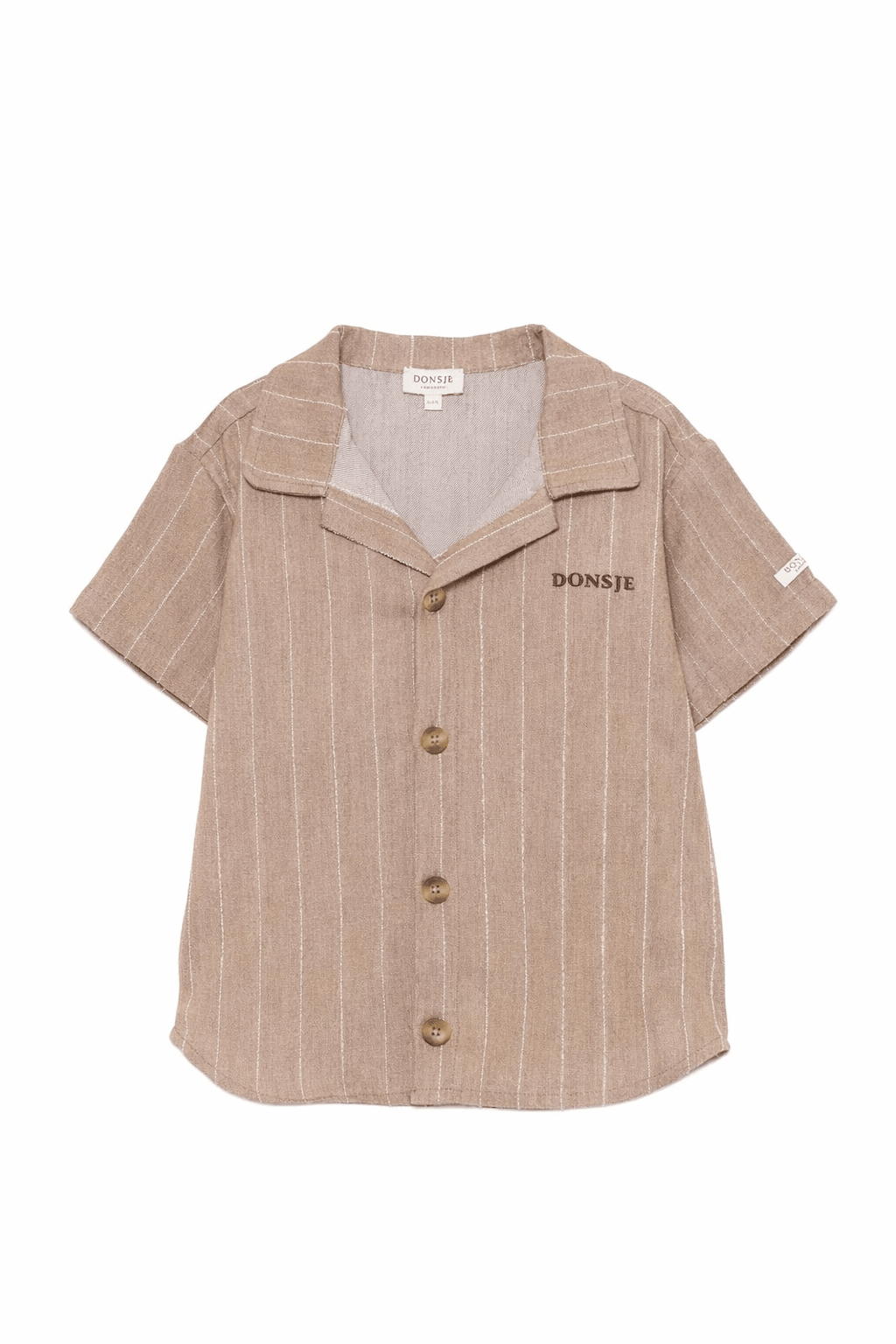 Camicia per bambino Donsje marrone con logo ricamato sul davanti - Rubino Kids