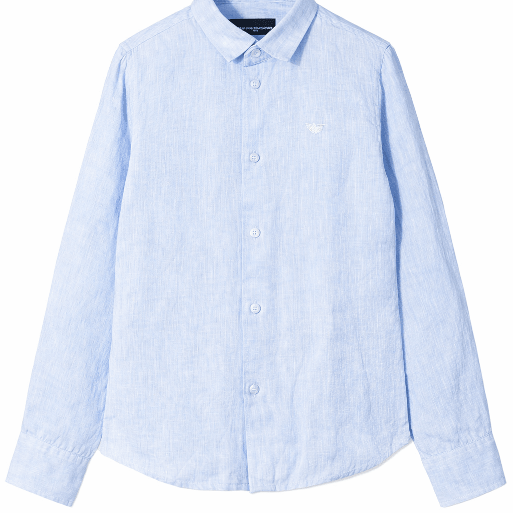 Camicia per bambino Emporio Armani Kids azzurra con colletto classico - Rubino Kids
