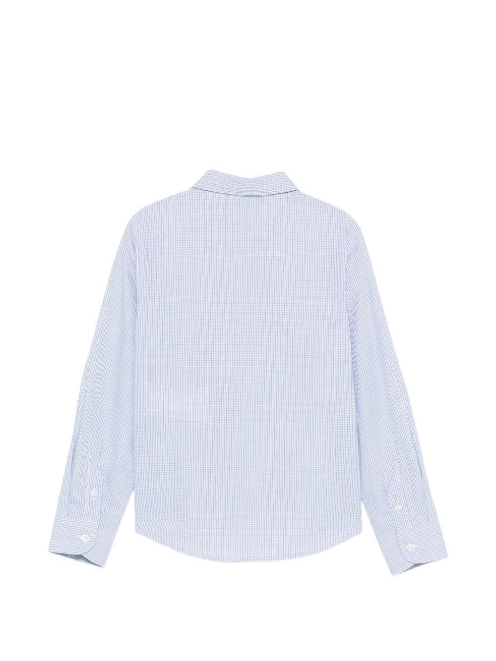 Camicia per bambino Emporio Armani Kids azzurra con logo ricamato sul davanti - Rubino Kids