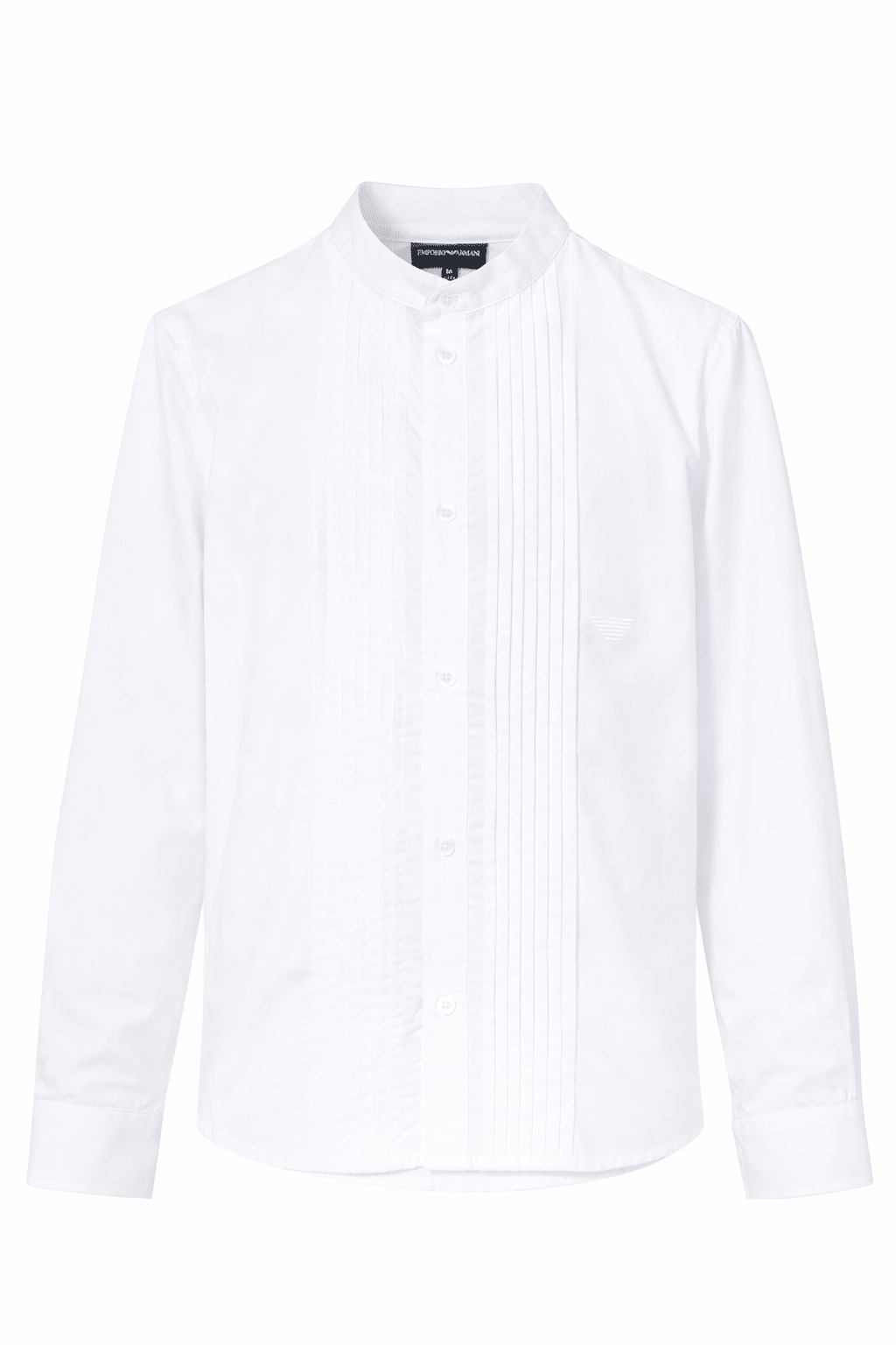 Camicia per bambino Emporio Armani Kids bianca con pettorina plissettata - Rubino Kids