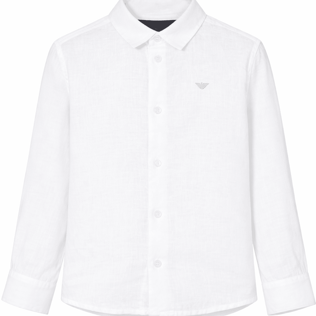 Camicia per bambino Emporio Armani Kids bianca in lino - Rubino Kids