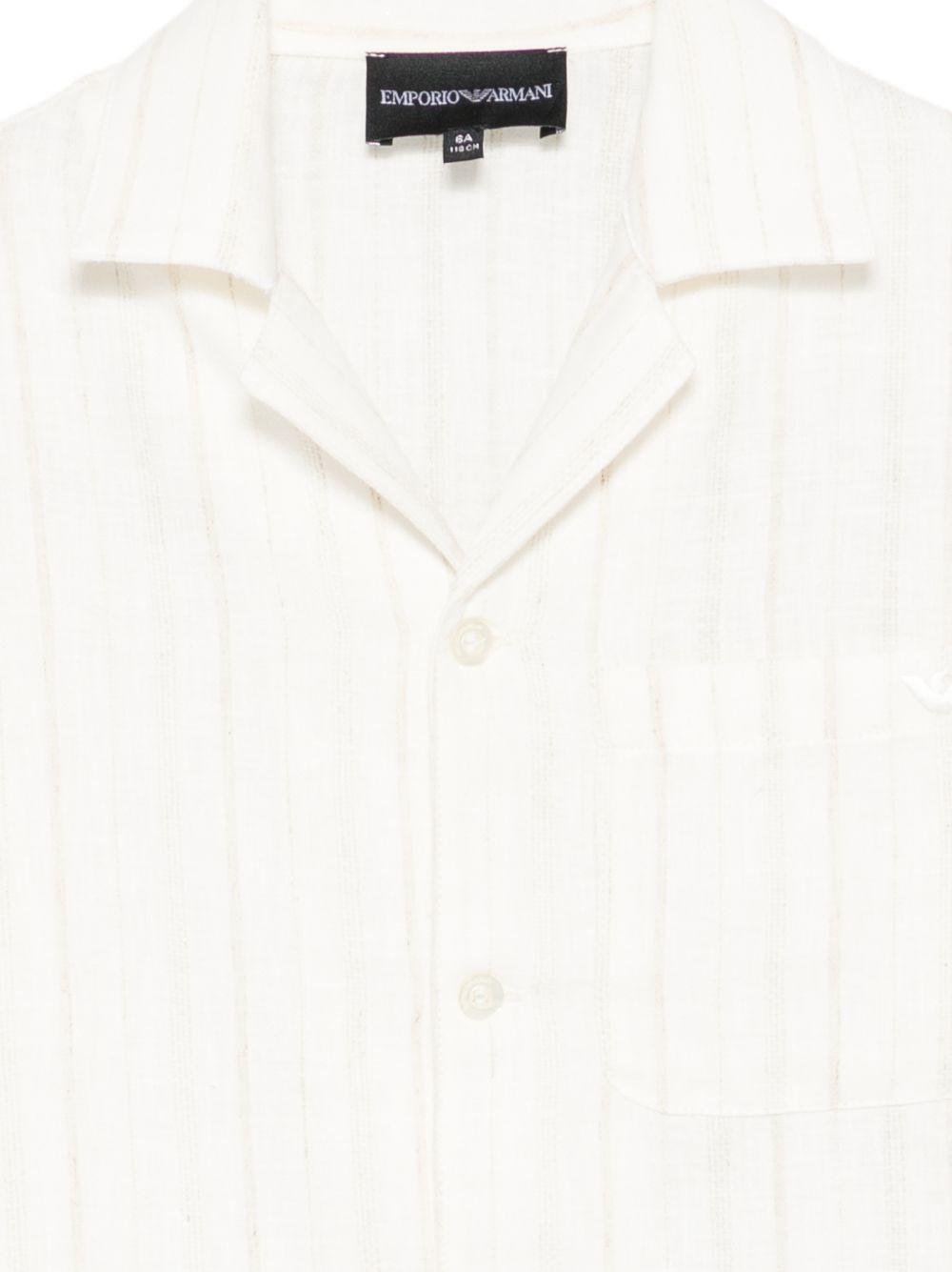 Camicia per bambino Emporio Armani Kids ècru a righe - Rubino Kids
