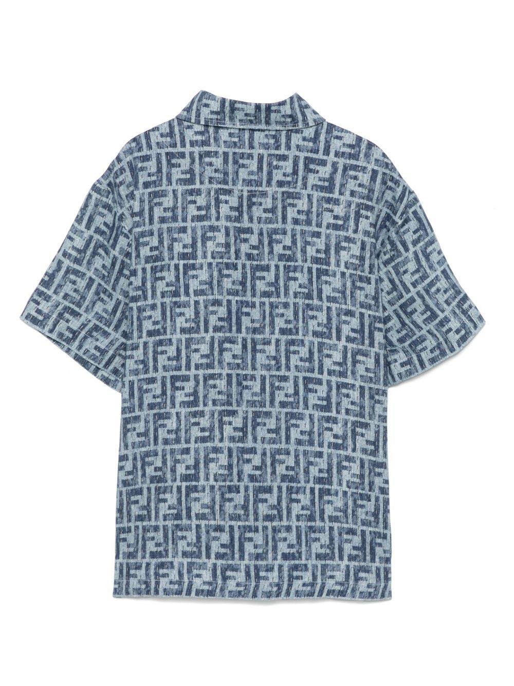 Camicia per bambino Fendi Kids blu con stampa FF - Rubino Kids