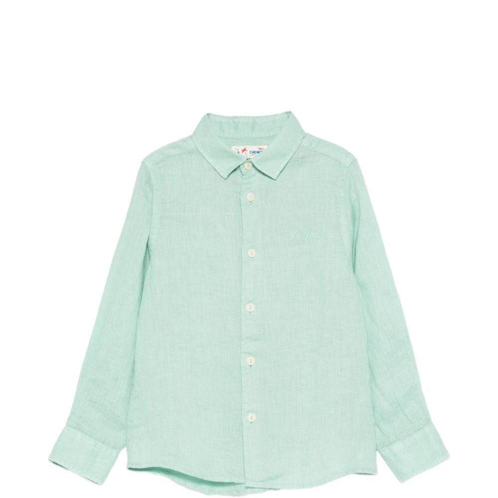 Camicia per bambino MC2 Saint Barth Kids verde con colletto classico - Rubino Kids