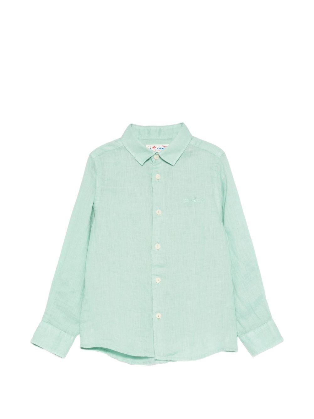Camicia per bambino MC2 Saint Barth Kids verde con colletto classico - Rubino Kids
