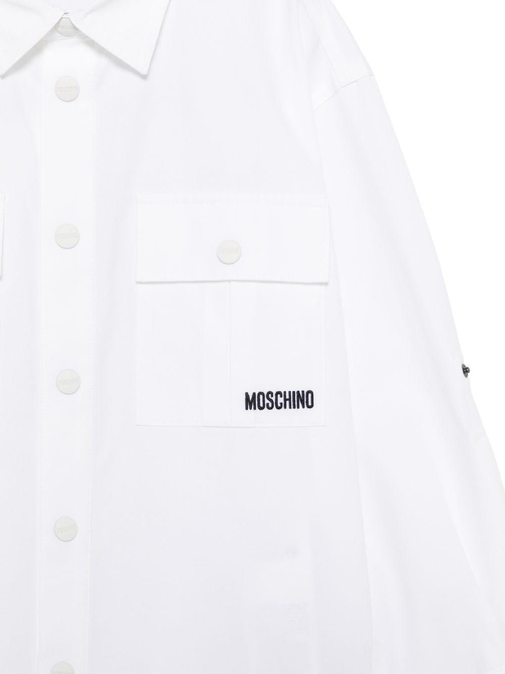 Camicia per bambino Moschino Kids bianca con taschino sul petto abbottonato - Rubino Kids