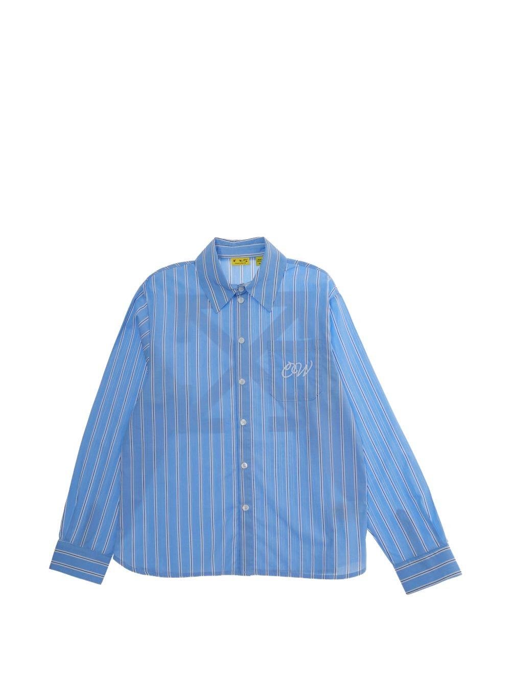 Camicia per bambino Off - White Kids azzurra con stampa grafica sul retro - Rubino Kids
