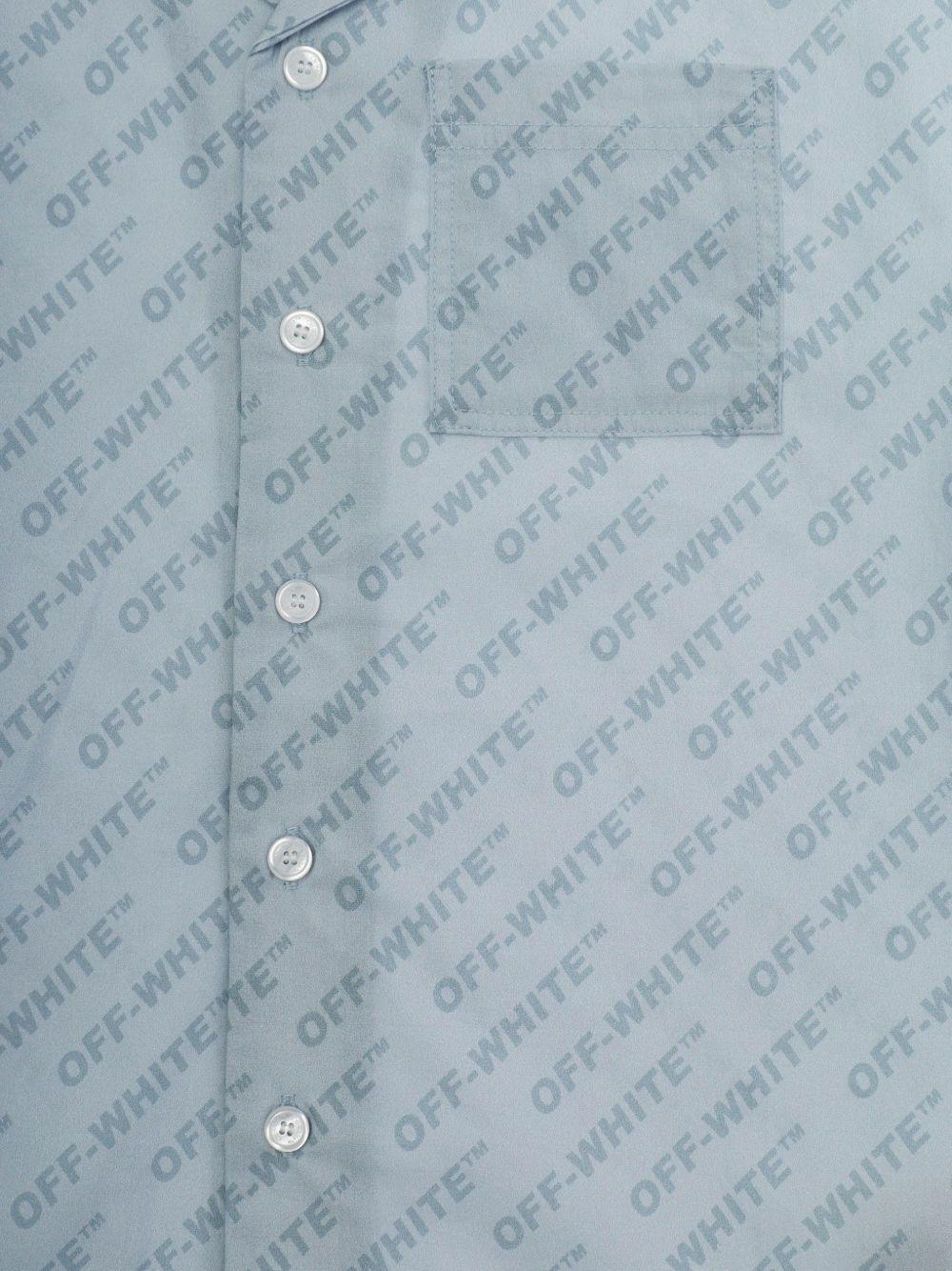 Camicia per bambino Off - White Kids azzurra con stampa logo all - over - Rubino Kids