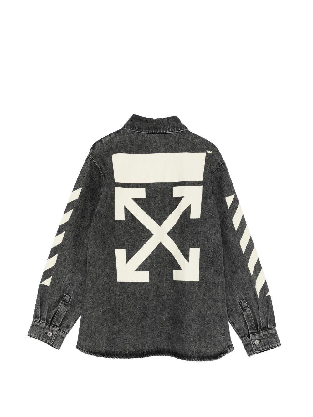 Camicia per bambino Off - White Kids grigia con logo sul davanti - Rubino Kids