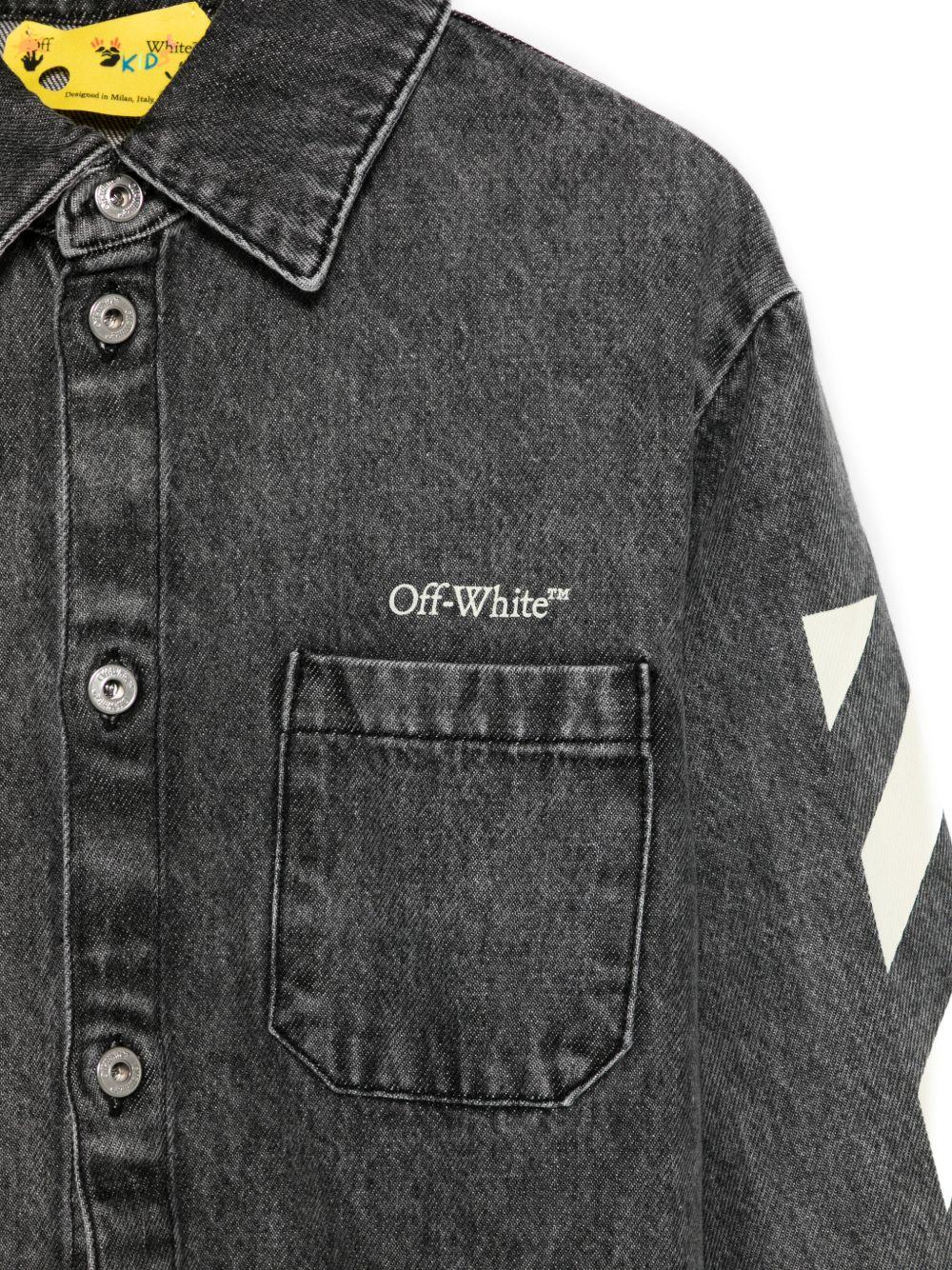 Camicia per bambino Off - White Kids grigia con logo sul davanti - Rubino Kids