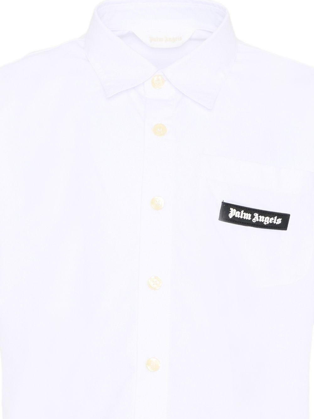 Camicia per bambino Palm Angels Kids bianca con applicazione logo sul davanti - Rubino Kids