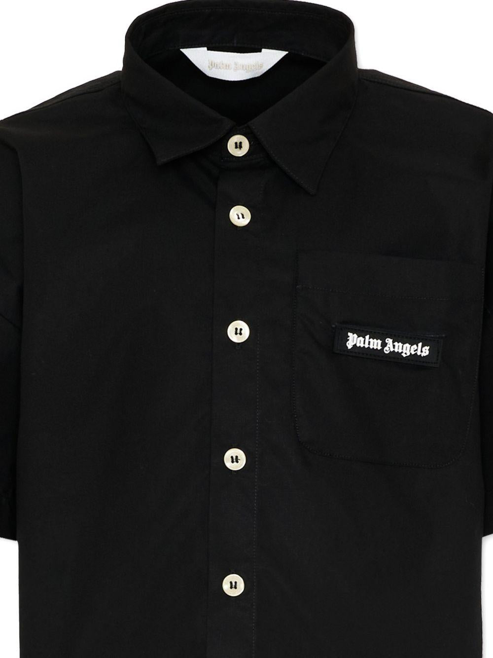 Camicia per bambino Palm Angels Kids nera con logo sul davanti - Rubino Kids