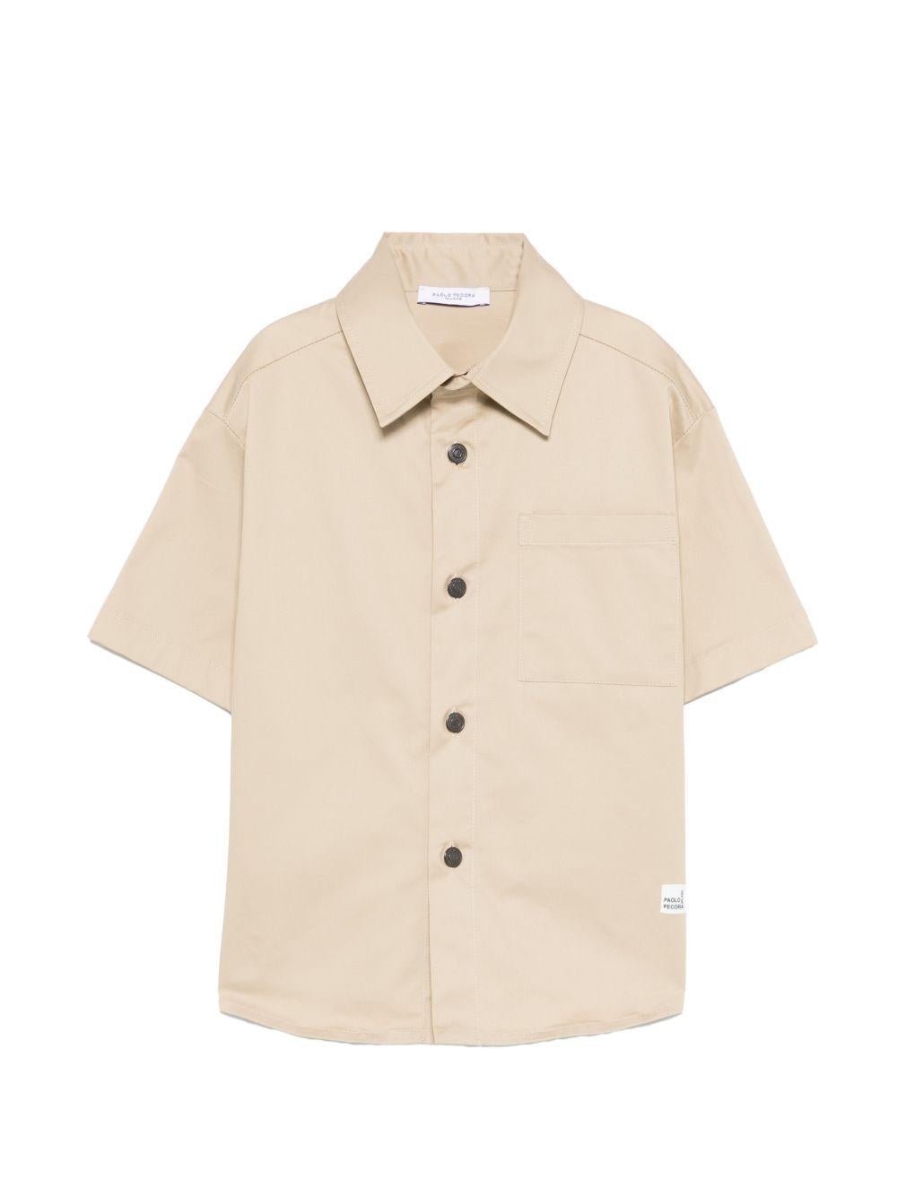 Camicia per bambino Paolo Pecora Kids beige con colletto classico - Rubino Kids