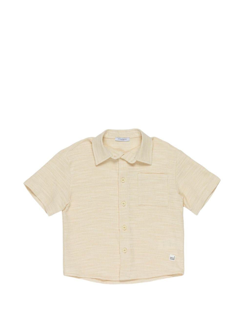 Camicia per bambino Paolo Pecora Kids beige con taschino sul petto - Rubino Kids
