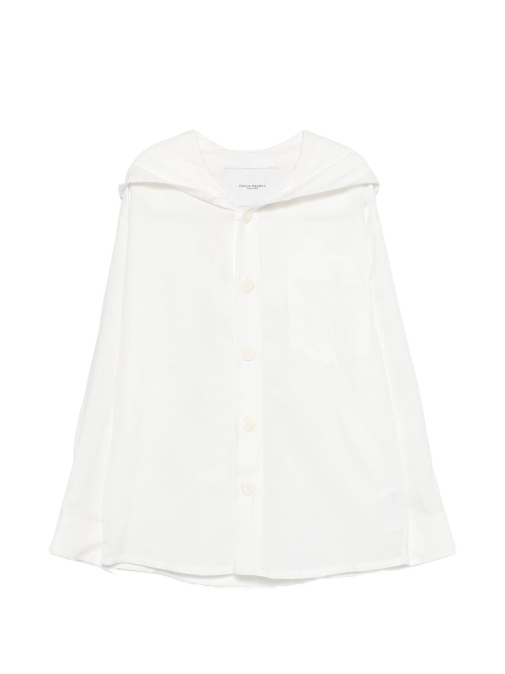 Camicia per bambino Paolo Pecora Kids bianca con cappuccio - Rubino Kids