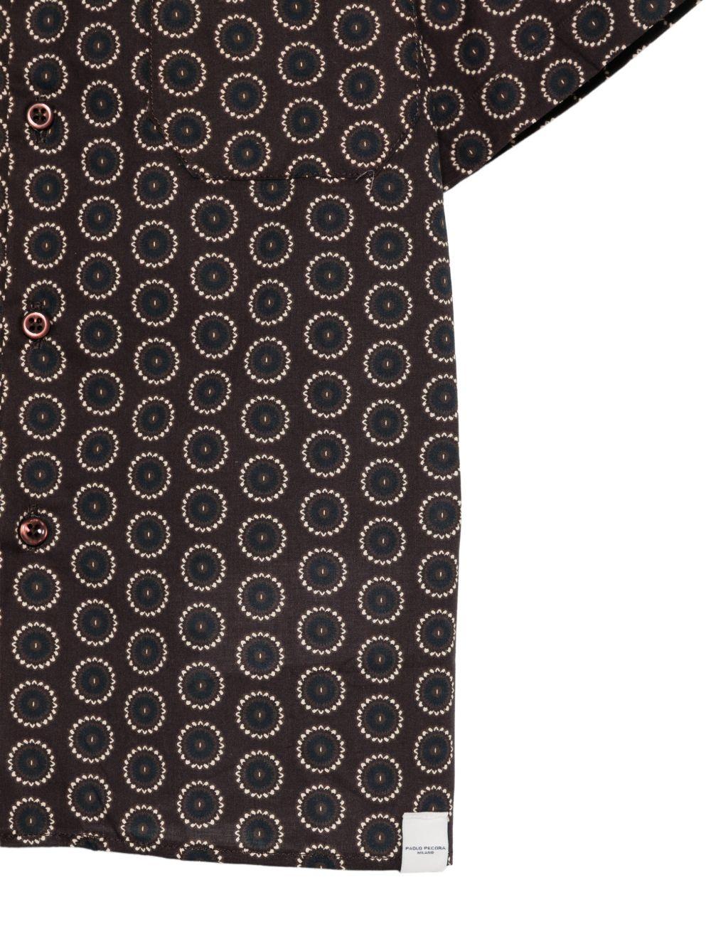 Camicia per bambino Paolo Pecora Kids marrone a fantasia - Rubino Kids
