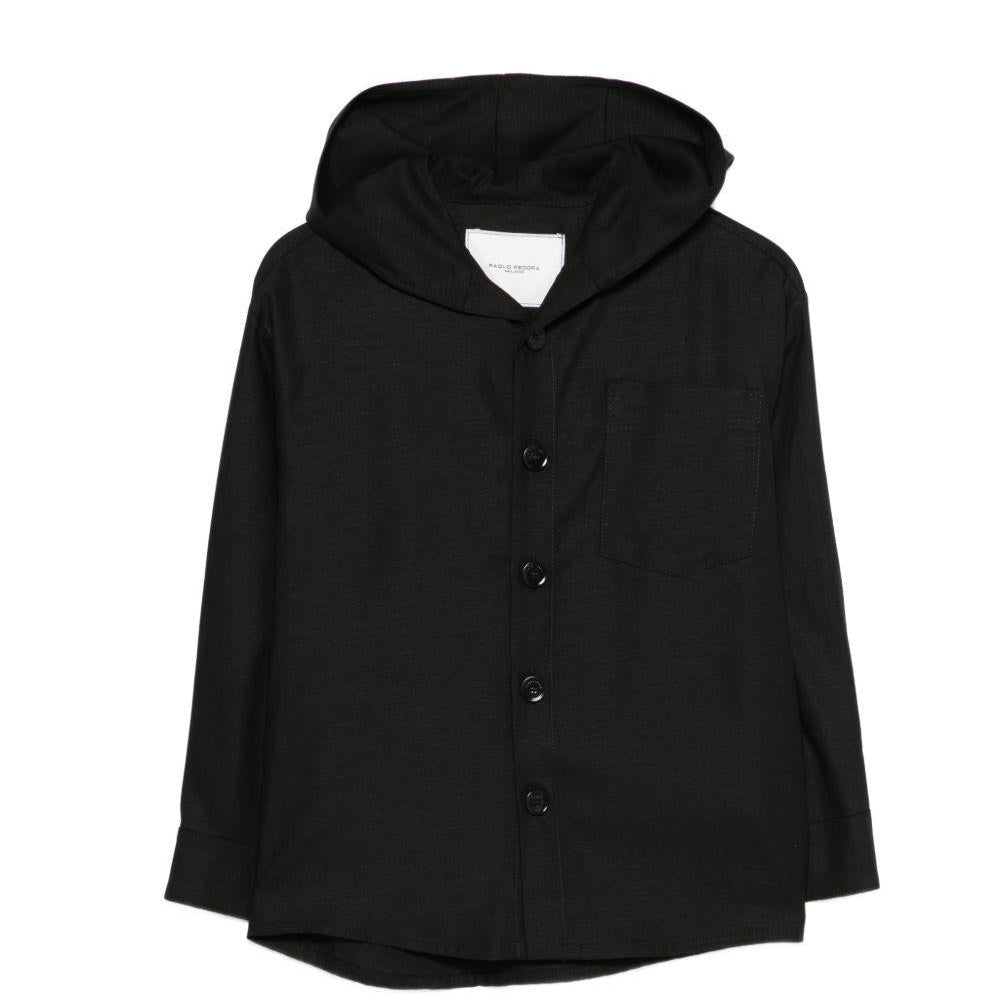 Camicia per bambino Paolo Pecora Kids nera con cappuccio - Rubino Kids