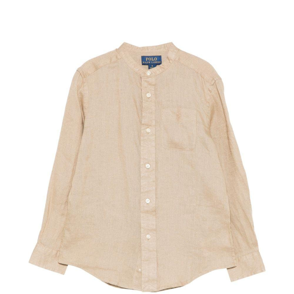 Camicia per bambino Polo Ralph Lauren Kids beige con colletto alla coreana - Rubino Kids