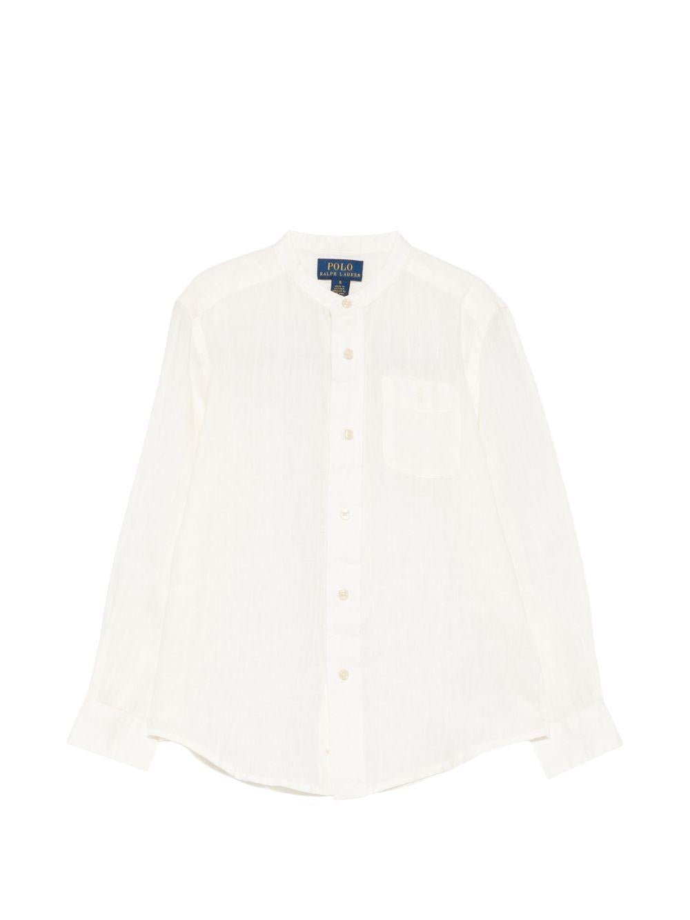 Camicia per bambino Polo Ralph Lauren Kids bianco con colletto alla coreana - Rubino Kids