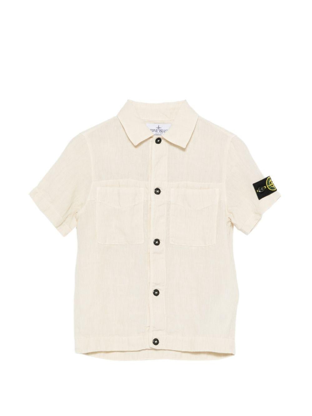 Camicia per bambino Stone Island Junior beige a maniche corte - Rubino Kids