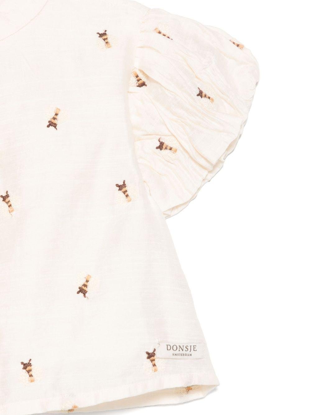 Camicia per neonata Donsje Ezrah beige con ricamo all - over - Rubino Kids