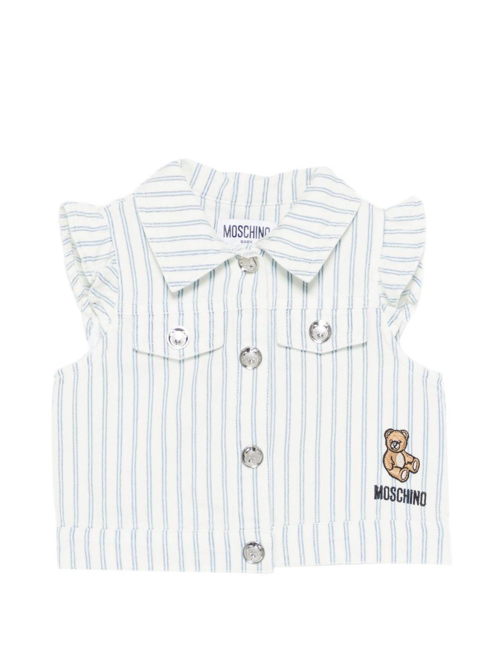 Camicia per neonata Moschino Kids bianca con design a righe - Rubino Kids