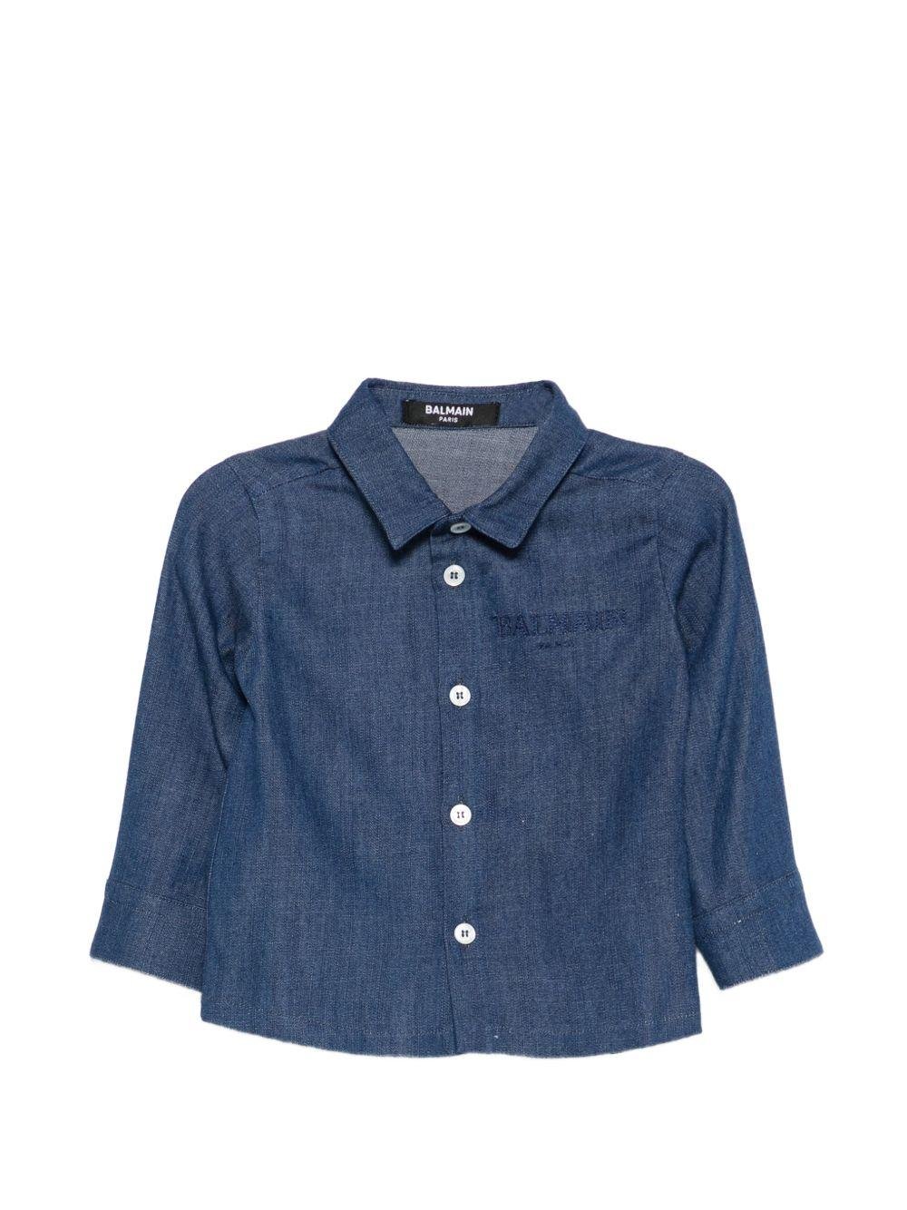 Camicia per neonato Balmain Kids blu scuro con bottoni - Rubino Kids