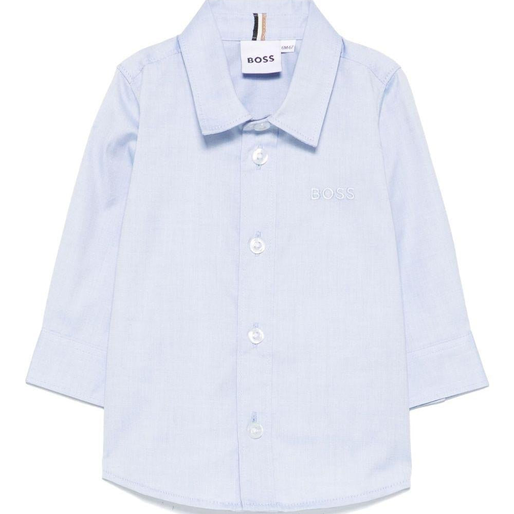 Camicia per neonato Boss Kids azzurro con logo ricamato - Rubino Kids