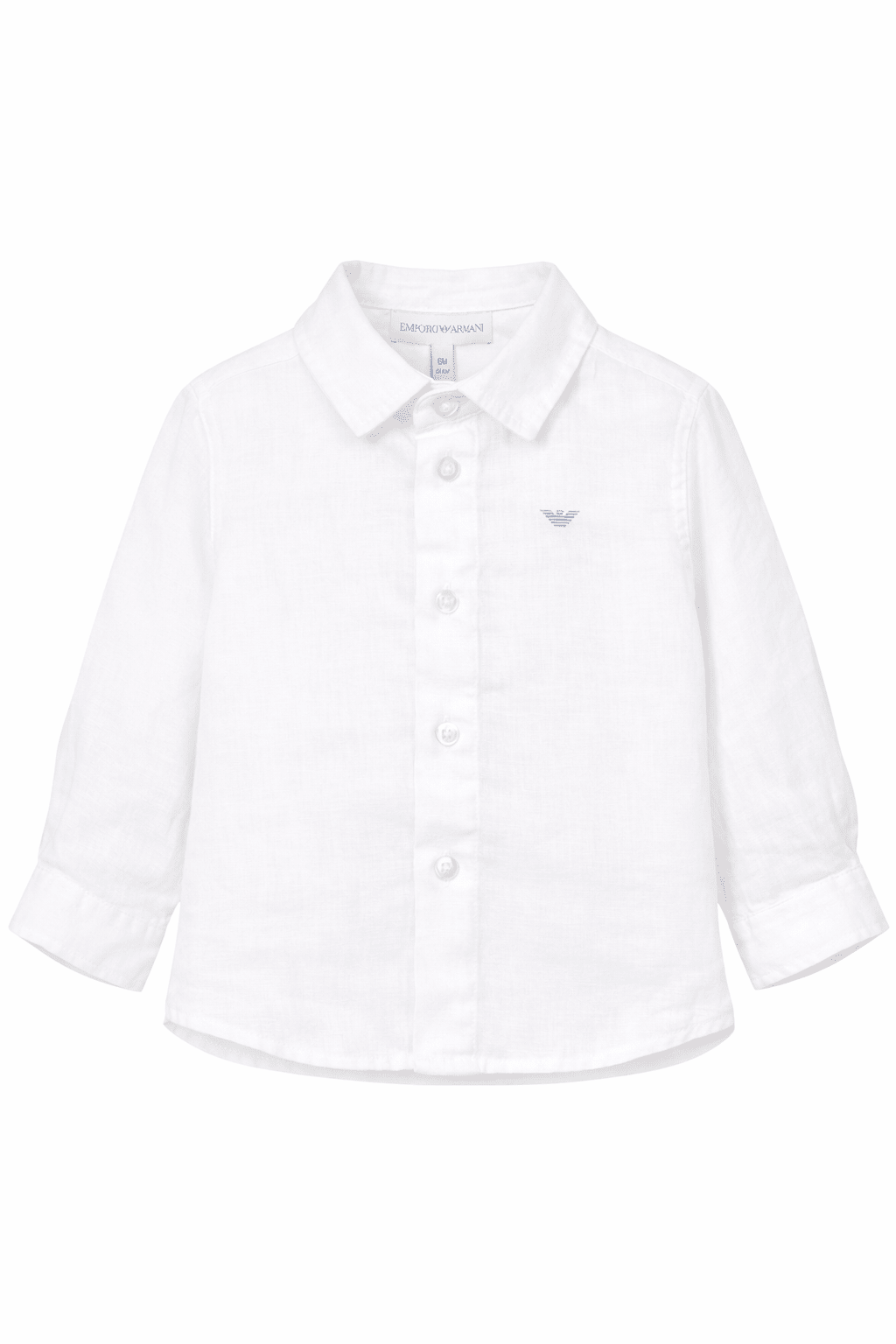 Camicia per neonato Emporio Armani Kids bianca con ricamo logo - Rubino Kids