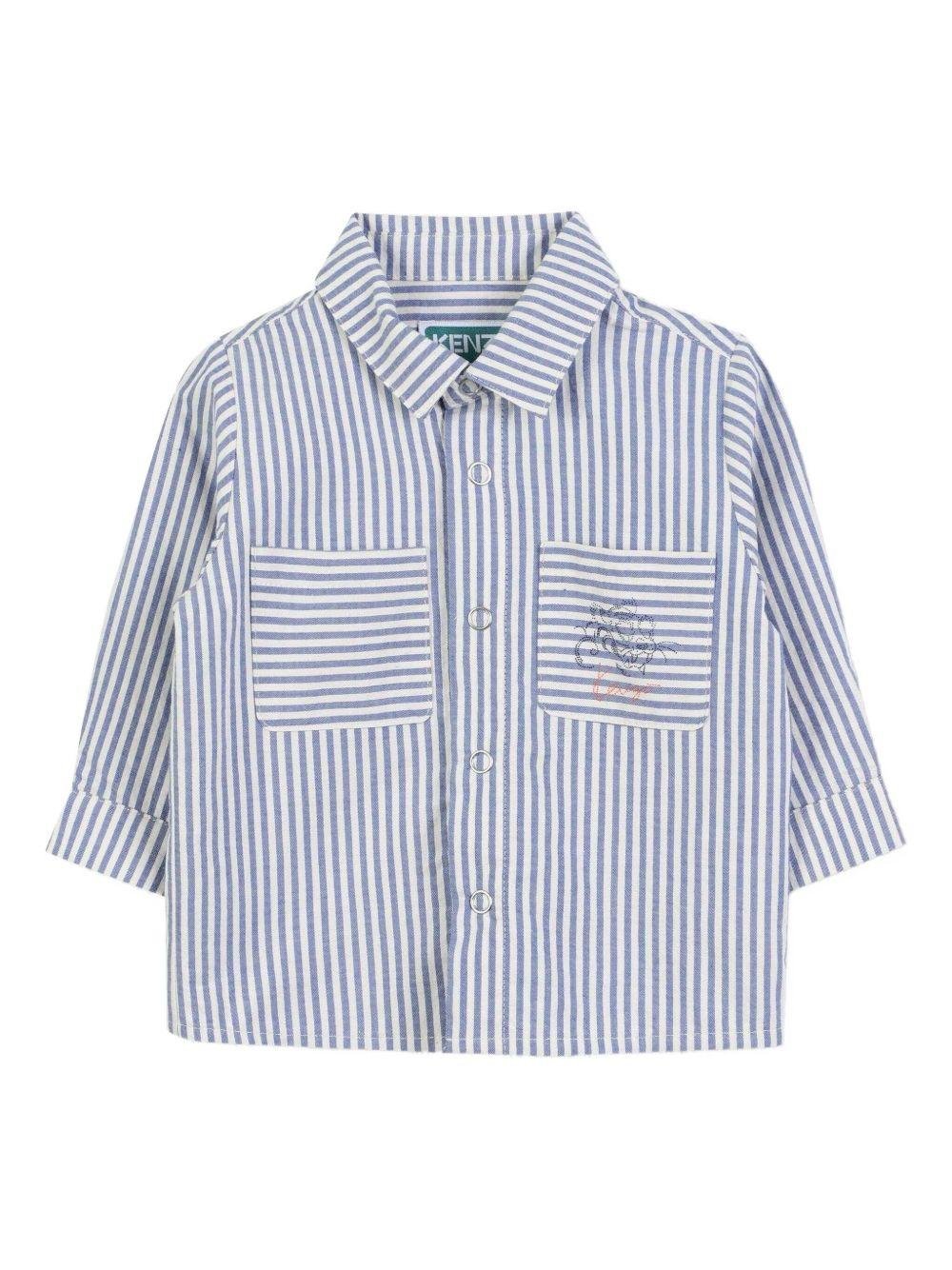 Camicia per neonato Kenzo Kids blu a righe con bottoni - Rubino Kids