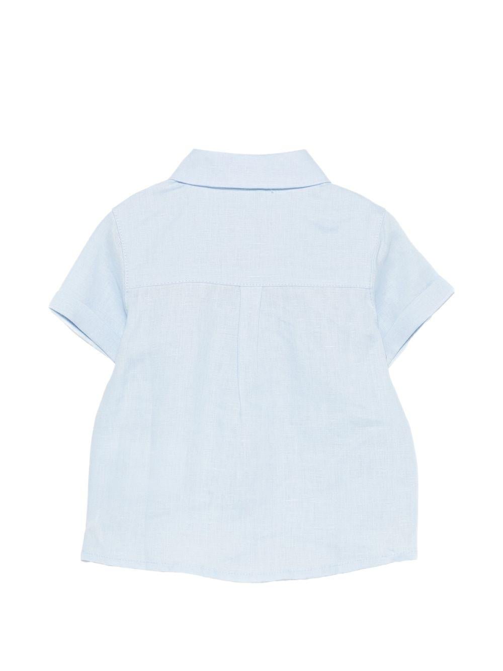 Camicia per neonato Tartine Et Chocolat azzurra con logo ricamato sul davanti - Rubino Kids