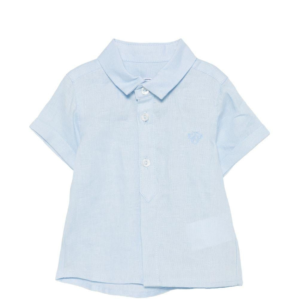 Camicia per neonato Tartine Et Chocolat azzurra con logo ricamato sul davanti - Rubino Kids