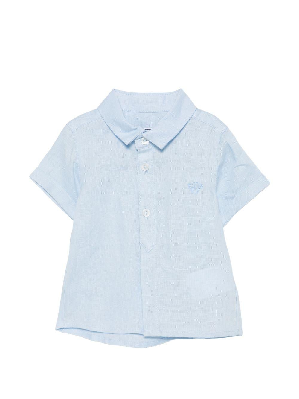 Camicia per neonato Tartine Et Chocolat azzurra con logo ricamato sul davanti - Rubino Kids