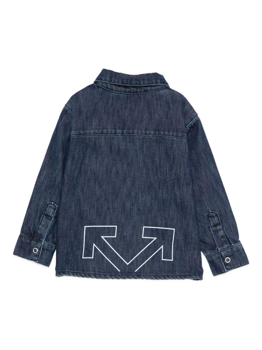 Camicie per neonato Off - White Kids denim con logo stampato e tasca sul petto - Rubino Kids