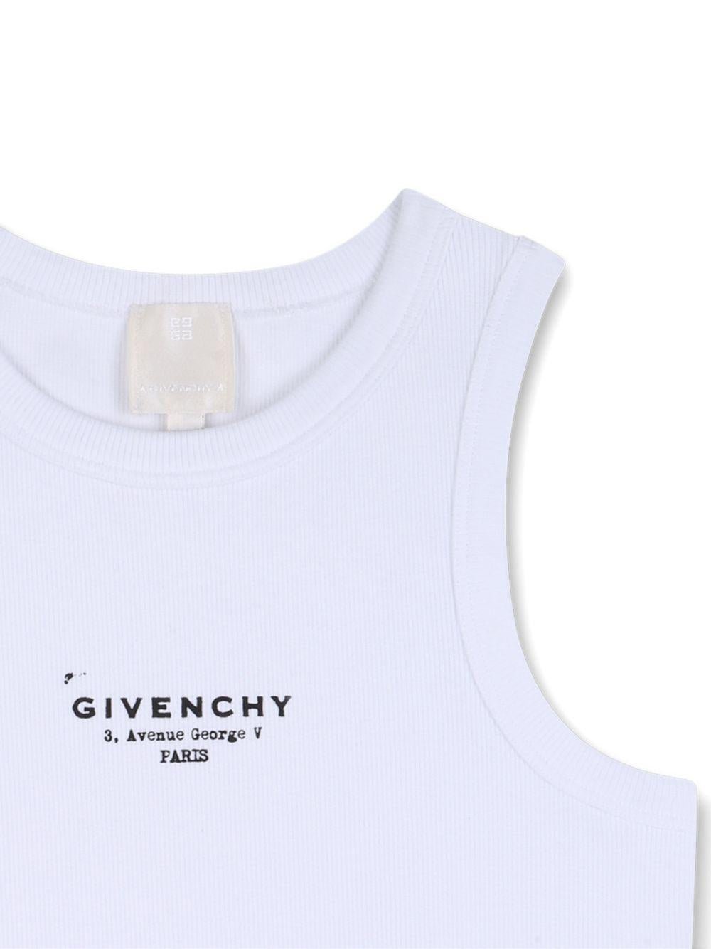 Canotta per bambina Givenchy Kids bianca con logo sul davanti - Rubino Kids