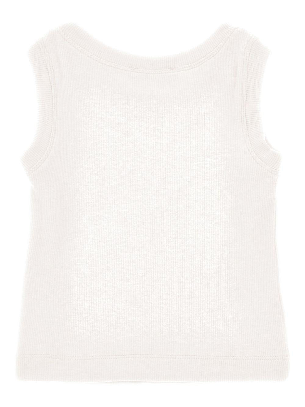 Canotta per bambina Monnalisa bianca con placca con logo - Rubino Kids