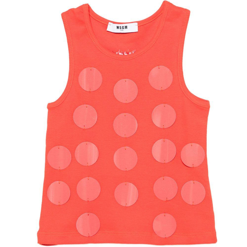 Canotta per bambina MSGM Kids arancione con applicazioni - Rubino Kids