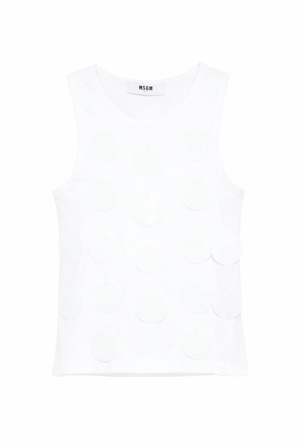 Canotta per bambina MSGM Kids bianca con applicazioni - Rubino Kids