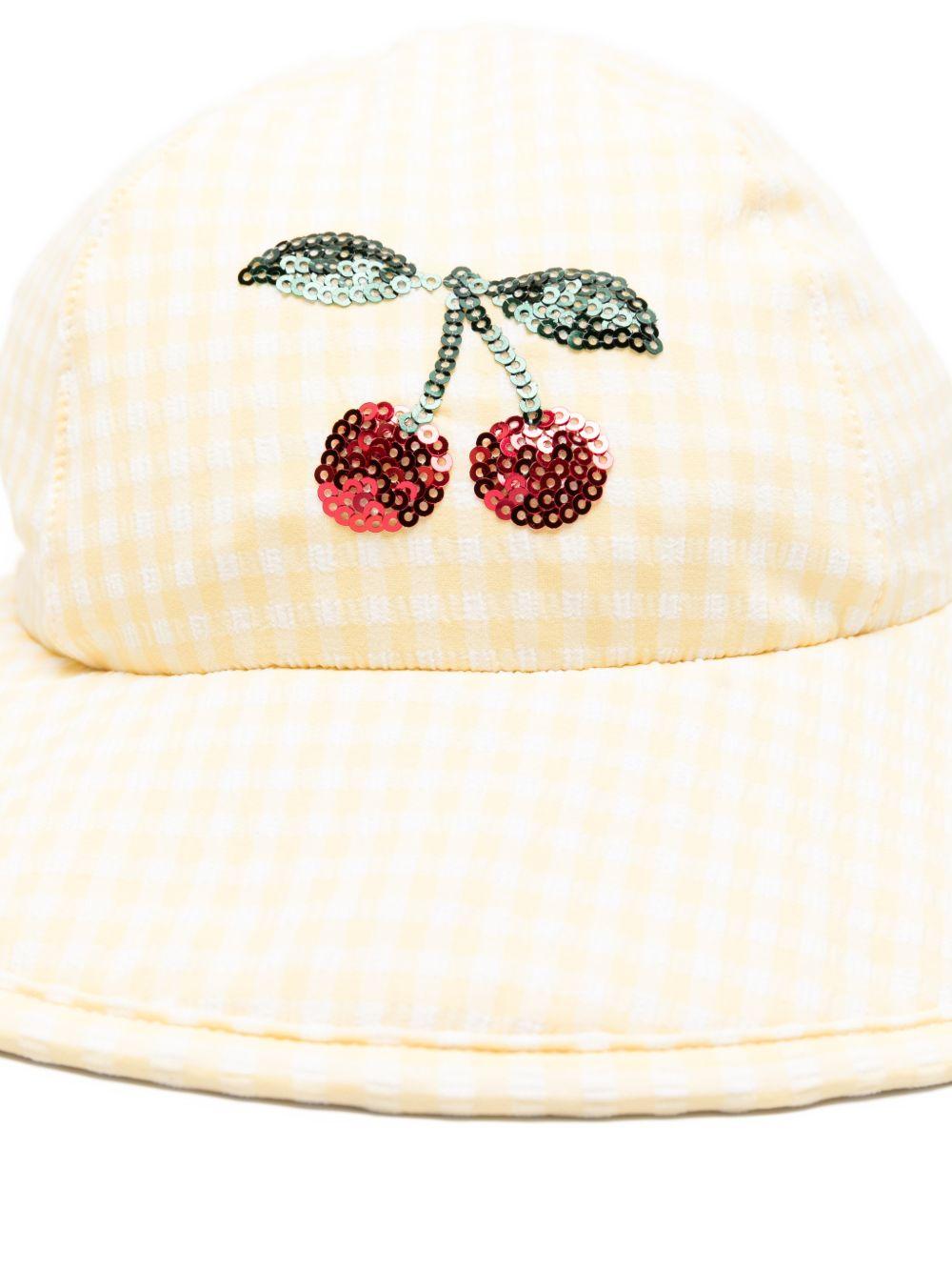 Cappello per bambina Konges Sløjd giallo con motivo a quadri - Rubino Kids