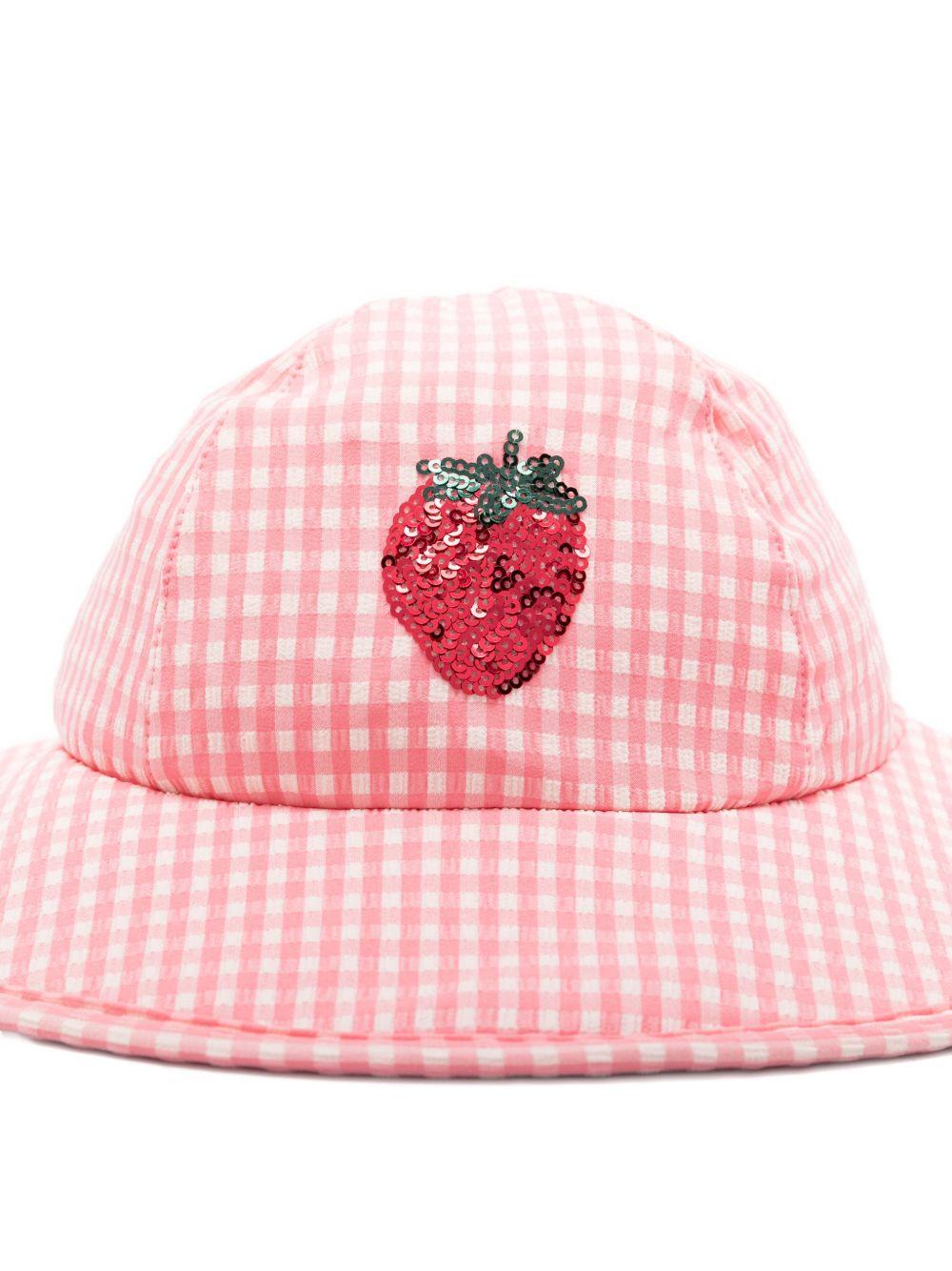 Cappello per bambina Konges Sløjd rosa con motivo a quadri - Rubino Kids