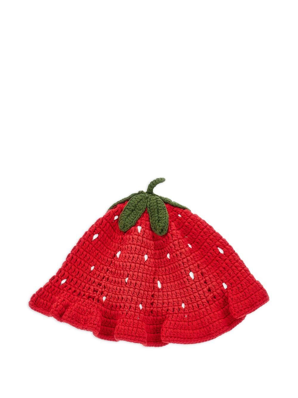 Cappello per neonata Monnalisa rosso con design a fragola - Rubino Kids