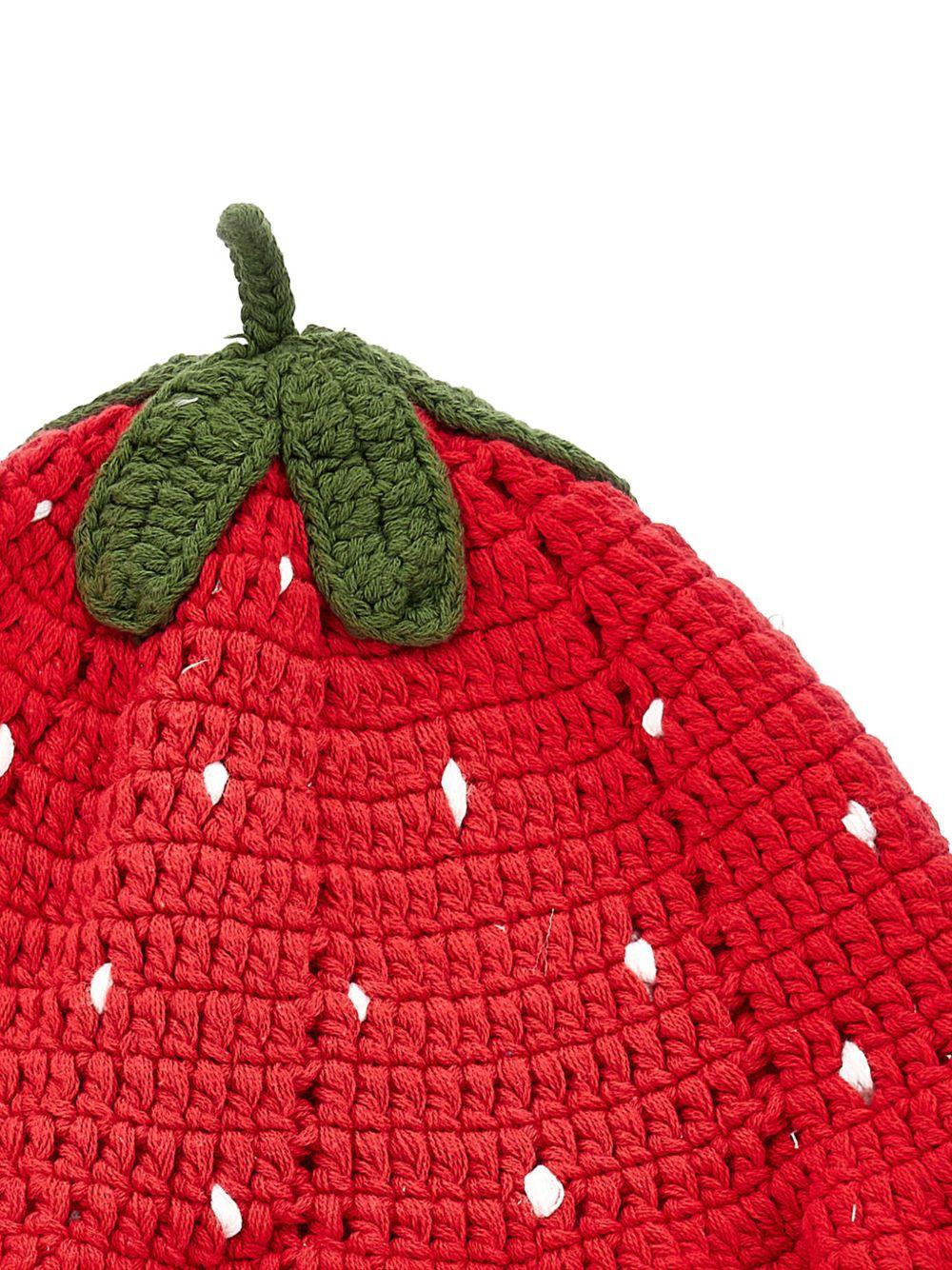 Cappello per neonata Monnalisa rosso con design a fragola - Rubino Kids