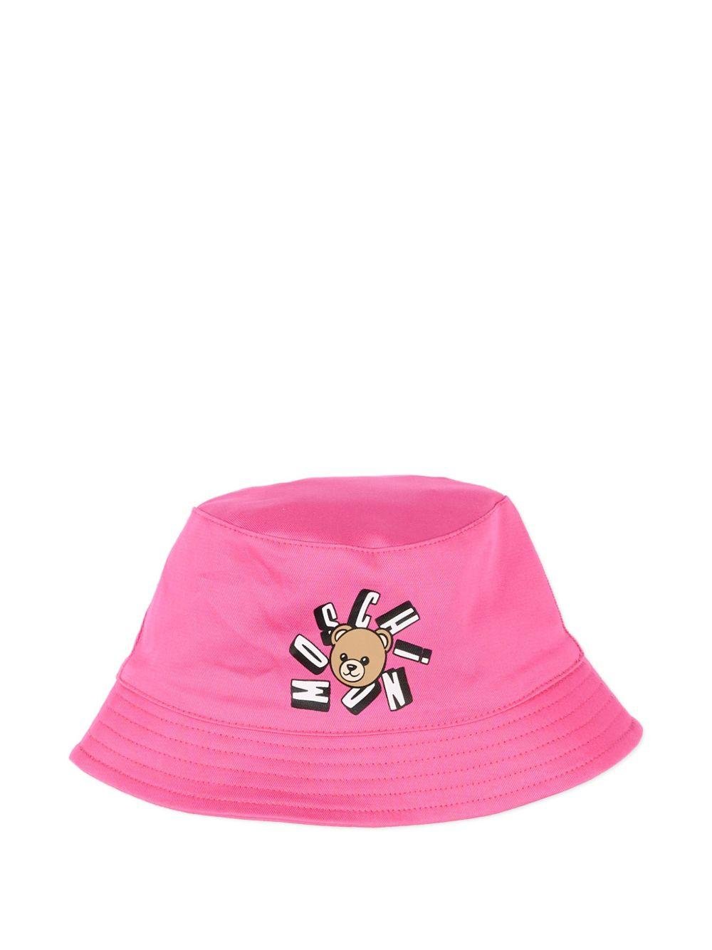 Cappello per neonata Moschino Kids fucsia con stampa Teddy Bear - Rubino Kids