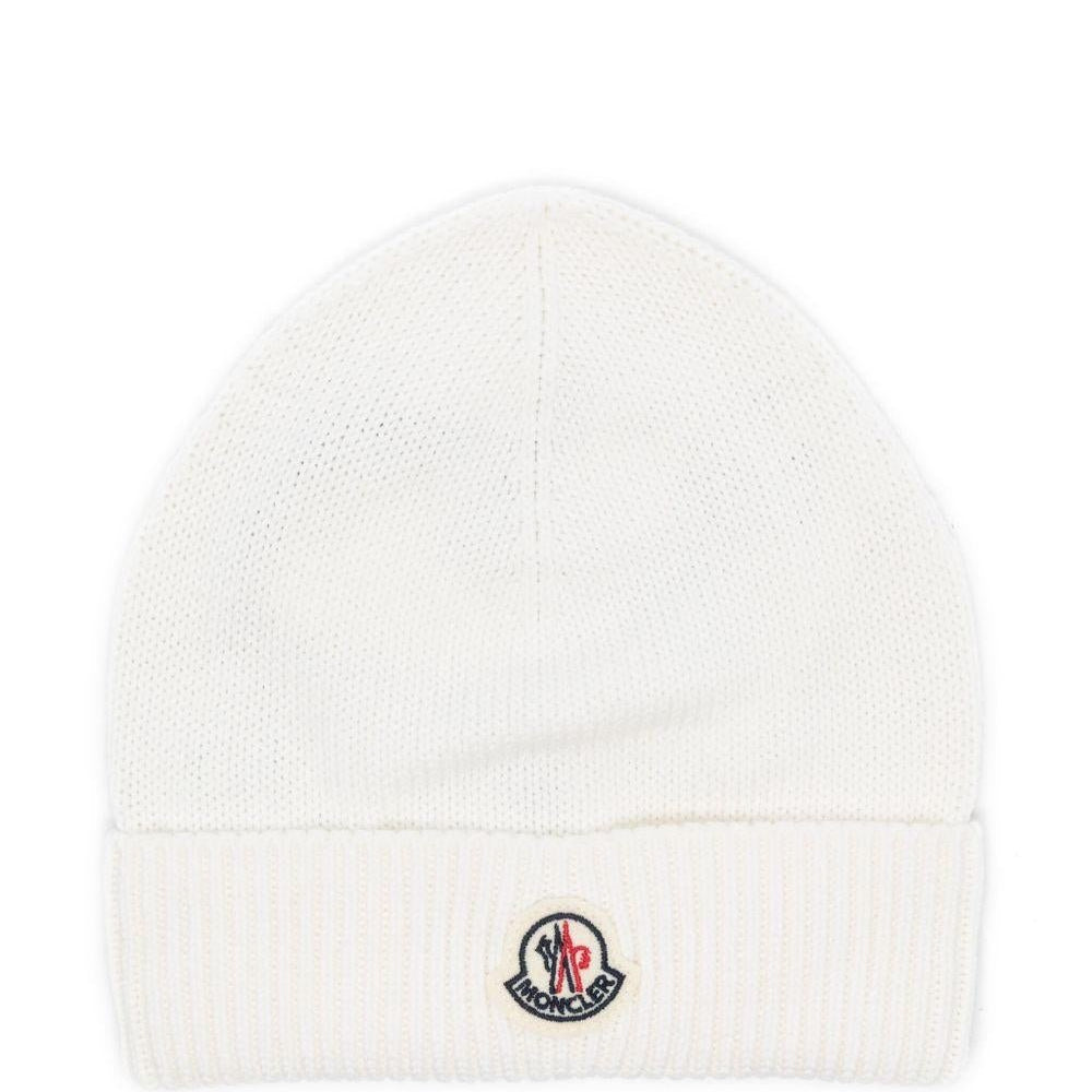 Cappello per neonati Moncler Enfant bianco con ricamo logo - Rubino Kids