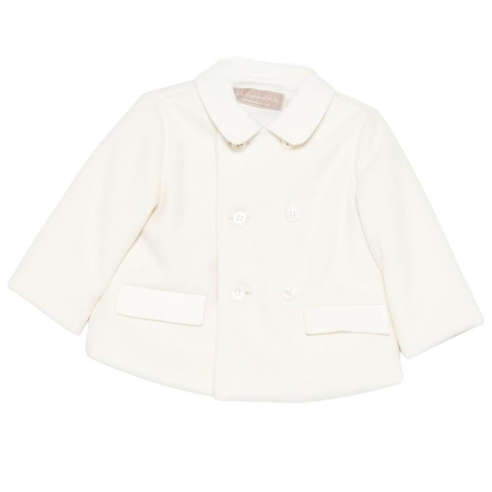 Cappotto a doppiopetto per neonata La Stupenderia bianco con colletto classico - Rubino Kids