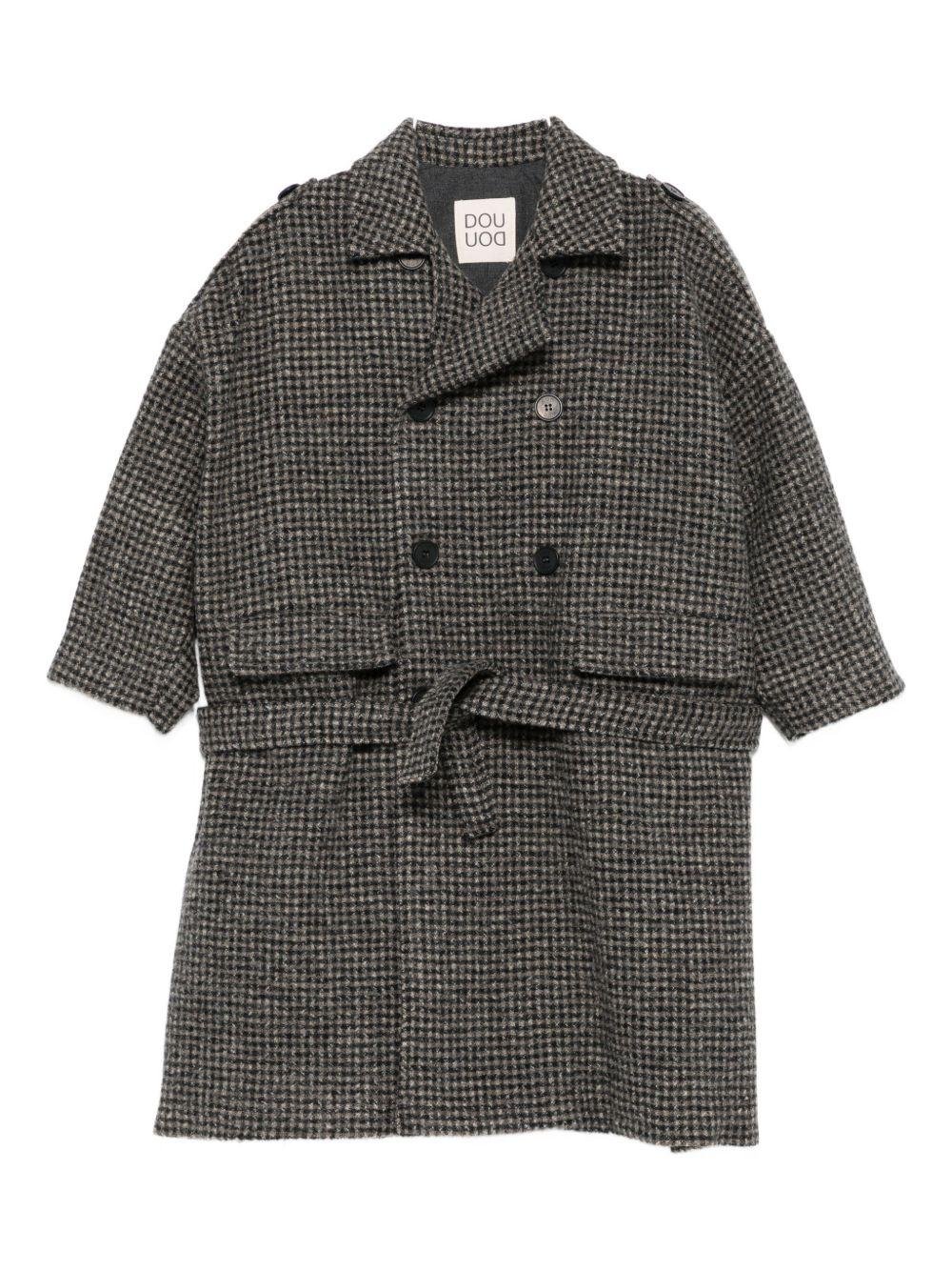 Cappotto per bambina Douuod Kids marrone con motivo a quadri - Rubino Kids