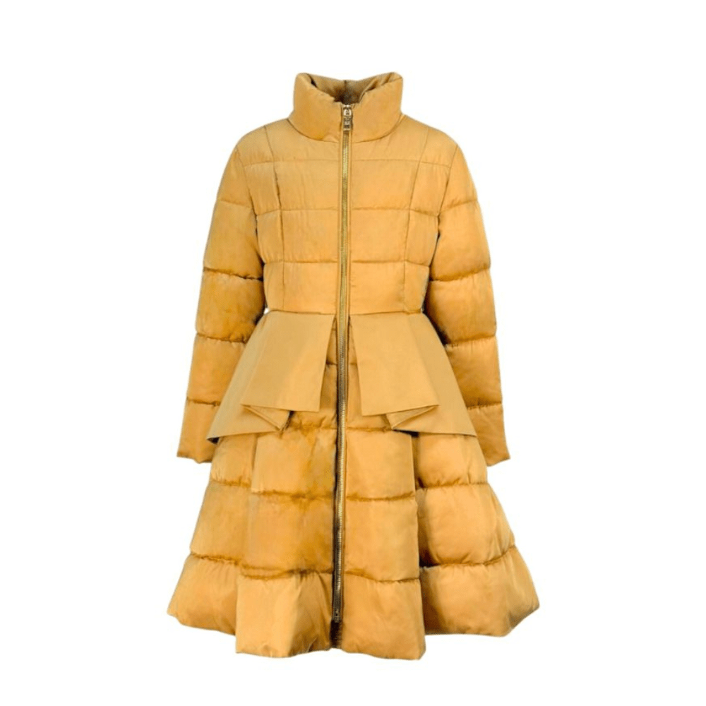 Cappotto per bambina Elisabetta Franchi La Mia Bambina beige con collo alto imbottito - Rubino Kids