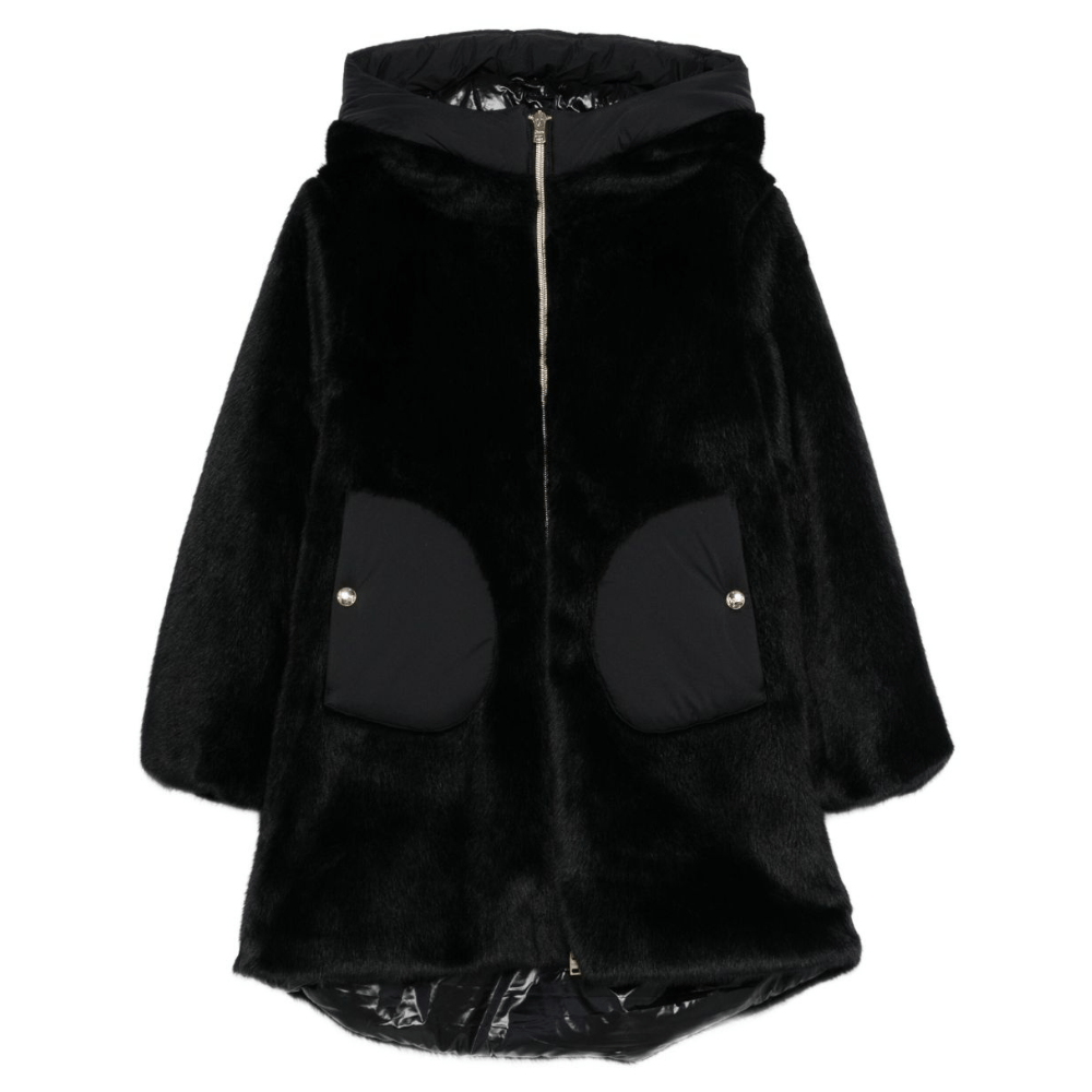 Cappotto per bambina Herno Kids nero con pelliccia sintetica - Rubino Kids
