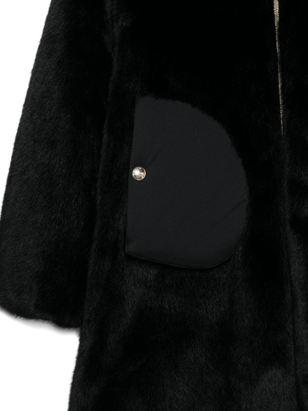 Cappotto per bambina Herno Kids nero con pelliccia sintetica - Rubino Kids