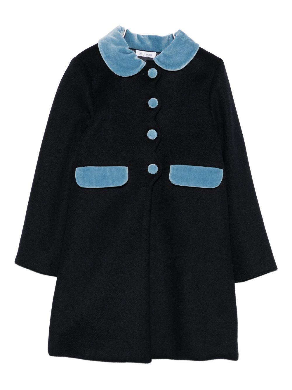 Cappotto per neonata Jesurum Baby blu con colletto alla Peter Pan - Rubino Kids